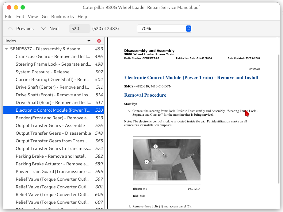 Caterpillar 980G Wheel Loader Repair Service Manual A++ Repair Manual